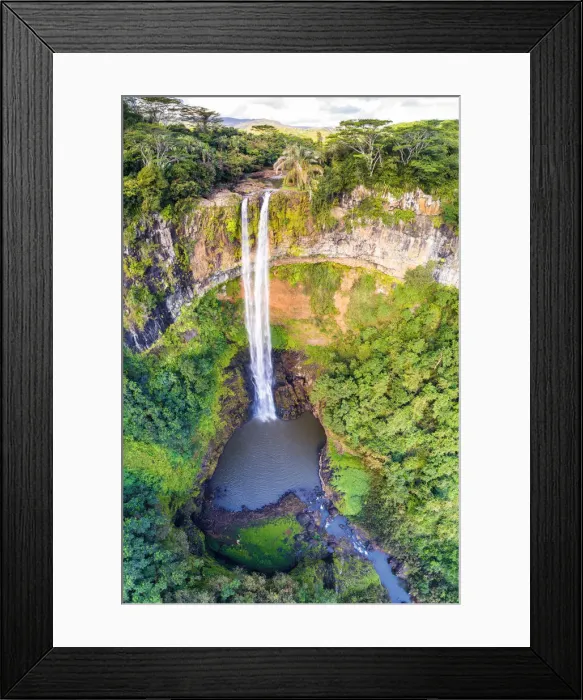 Framed Print : Aerial view of Chamarel waterfall. Chamarel, Black River (Riviere Noir), Mauritius