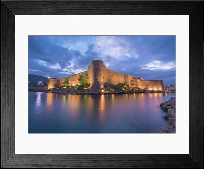 Framed Print : Northern Cyprus, Kyrenia, Kyrenia Castle illuminated at dusk Framed Print : Northern Cyprus, Kyrenia, Kyrenia Castle illuminated at dusk
