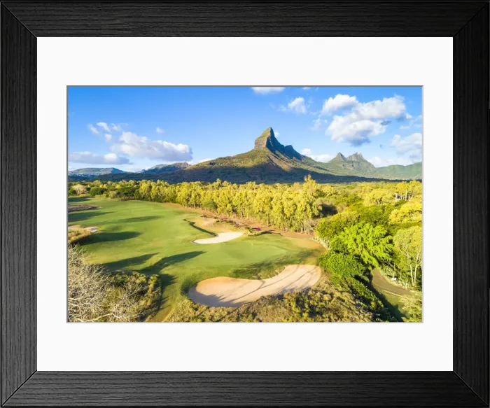 Framed Print : Aerial view of Tamarina golf course during the sunset Framed Print : Aerial view of Tamarina golf course during the sunset