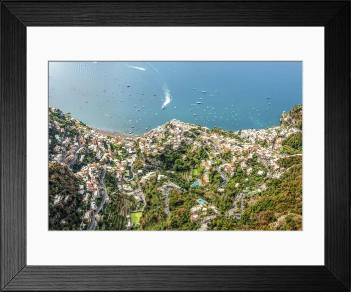 Framed Print : Positano, Salerno province, Campania, Italy. High angle view of Positano Framed Print : Positano, Salerno province, Campania, Italy. High angle view of Positano