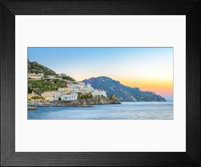 Framed Print : Amalfi, Amalfi coast, Salerno, Campania, Italy. View of Amalfi and coastline at dusk Framed Print : Amalfi, Amalfi coast, Salerno, Campania, Italy. View of Amalfi and coastline at dusk