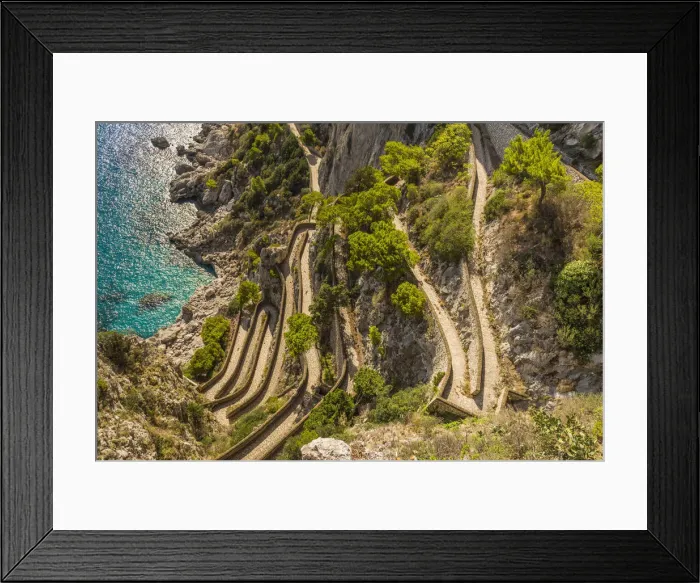 Framed Print : Capri, Napoli, Campania, Italy. Via Krupp at sunset Framed Print : Capri, Napoli, Campania, Italy. Via Krupp at sunset