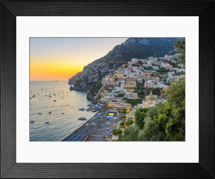 Framed Print : Positano, Salerno Province, Campania, Italy. View of Positano at dusk Framed Print : Positano, Salerno Province, Campania, Italy. View of Positano at dusk