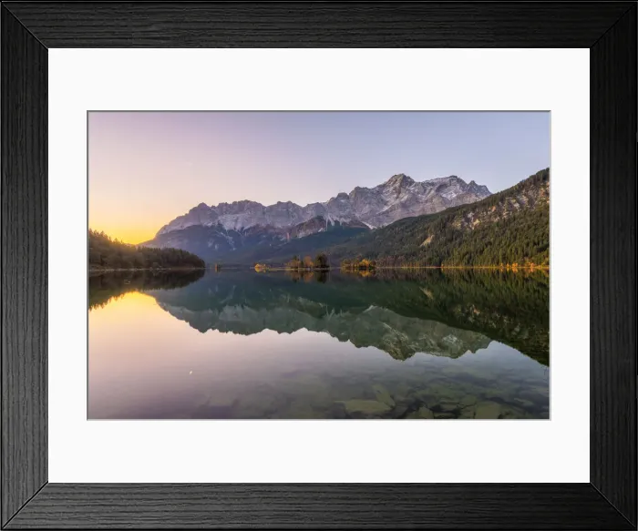 Framed Print : Garmisch Partenkirchen, Bavaria, Germany, Europe. Eibsee lake at sunrise Framed Print : Garmisch Partenkirchen, Bavaria, Germany, Europe. Eibsee lake at sunrise