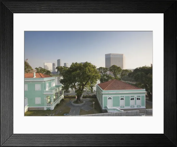 Framed Print : Colonial villas of House Museum with the Venetain hotel in background, Taipa, Macau Framed Print : Colonial villas of House Museum with the Venetain hotel in background, Taipa, Macau