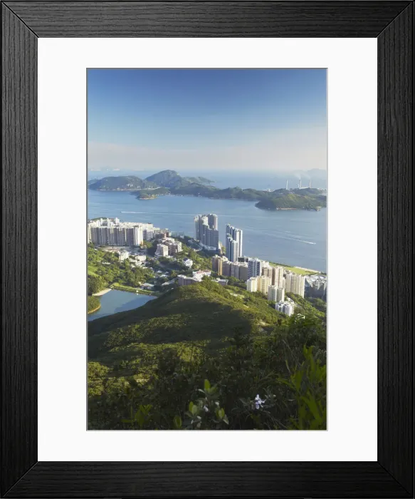 Framed Print : View of Pok Fu Lam from High West with Lamma Island in background, Hong Kong, China