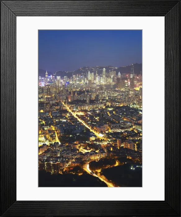 Framed Print : View of Kowloon and Hong Kong Island from Lion Rock at dusk, Hong Kong, China Framed Print : View of Kowloon and Hong Kong Island from Lion Rock at dusk, Hong Kong, China