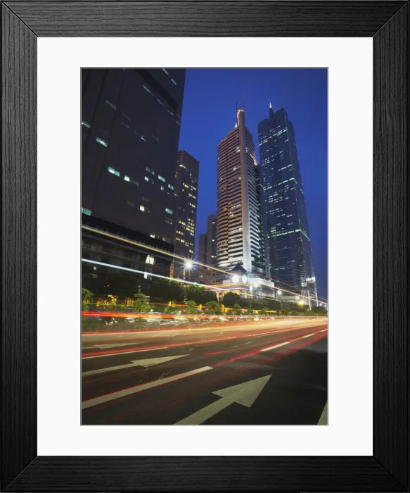 Framed Print : Traffic passing in front of CITIC Plaza, Guangzhou, Guangdong Province, China