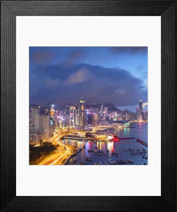 Framed Print : Hong Kong Island skyline at sunset, Hong Kong Framed Print : Hong Kong Island skyline at sunset, Hong Kong