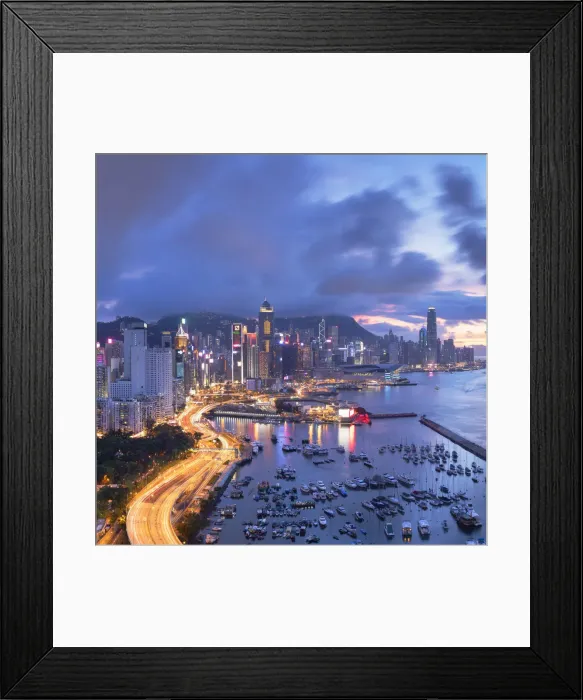 Framed Print : Hong Kong Island skyline at sunset, Hong Kong