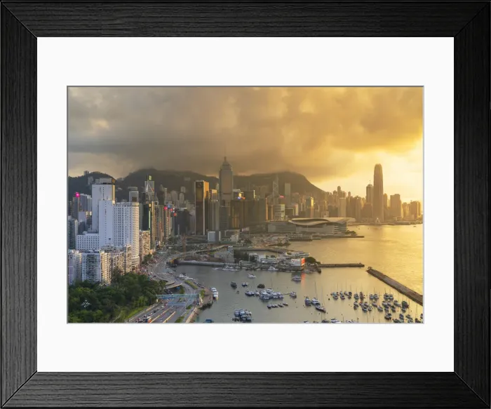 Framed Print : Hong Kong Island skyline at sunset, Hong Kong