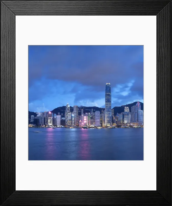 Framed Print : Skyline of Hong Kong Island at dusk, Hong Kong, China Framed Print : Skyline of Hong Kong Island at dusk, Hong Kong, China