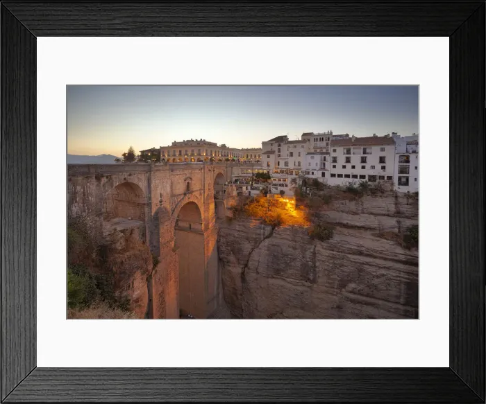 Framed Print : Puente Nuevo bridge at dusk, Ronda, province of Maalaga, Andalusia, Spain