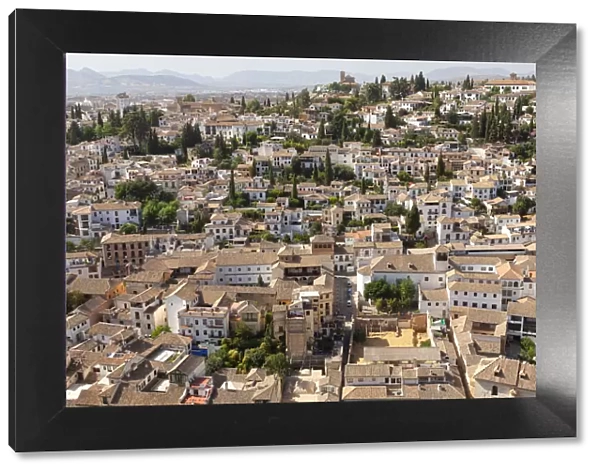 Overview of Albaicain neighborhood, Granada, province of Granada, Andalusia, Spain