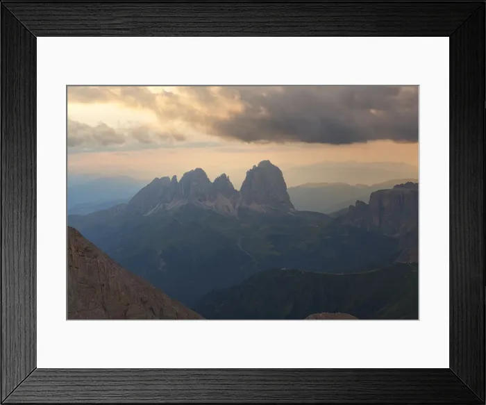 Framed Print : Sassolungo group from Punta Penia at sunset, Marmolada group, Dolomites, Canazei Framed Print : Sassolungo group from Punta Penia at sunset, Marmolada group, Dolomites, Canazei