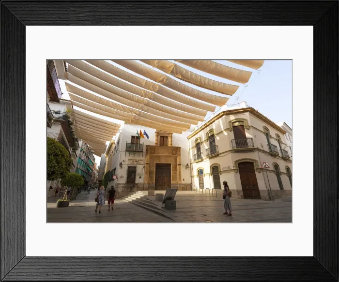 Framed Print : Sunshade curtains in historical centre of Caordoba, Caordoba municipality, province Framed Print : Sunshade curtains in historical centre of Caordoba, Caordoba municipality, province