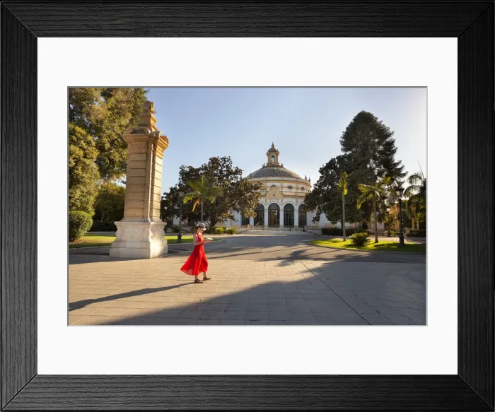 Framed Print : A woman in fron of Teatro Lope de Vega (Lope de Vega Theatre), Maria Luisa Park, Seville Framed Print : A woman in fron of Teatro Lope de Vega (Lope de Vega Theatre), Maria Luisa Park, Seville