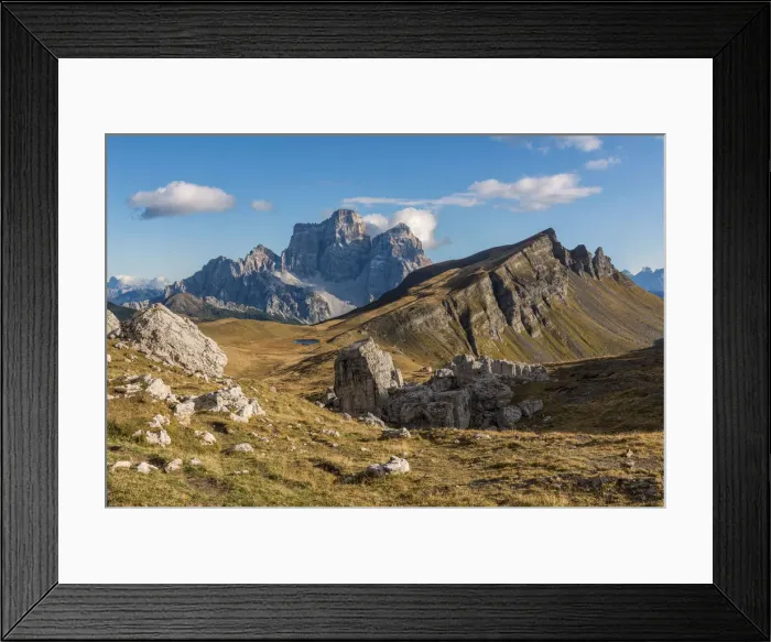 Framed Print : Europe, Italy, Veneto, Belluno. Wide view of Mondeval with the mount Corvo Alto Framed Print : Europe, Italy, Veneto, Belluno. Wide view of Mondeval with the mount Corvo Alto