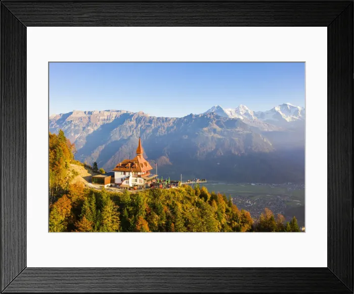 Framed Print : Harder Kulm with the Eiger, Monch and Jungfrau behind, Berner Oberland, Switzerland Framed Print : Harder Kulm with the Eiger, Monch and Jungfrau behind, Berner Oberland, Switzerland