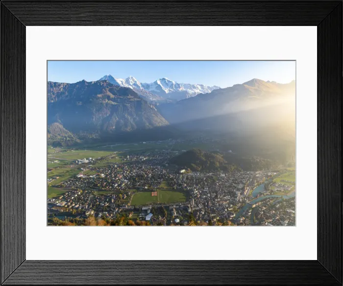 Framed Print : View of Interlaken from Harder Kulm. Harder Kulm, Canton of Bern, Switzerland, Europe Framed Print : View of Interlaken from Harder Kulm. Harder Kulm, Canton of Bern, Switzerland, Europe