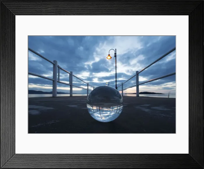 Framed Print : Trasimeno lake, through a glass sphere, Perugia district, Umbria, Italy Framed Print : Trasimeno lake, through a glass sphere, Perugia district, Umbria, Italy