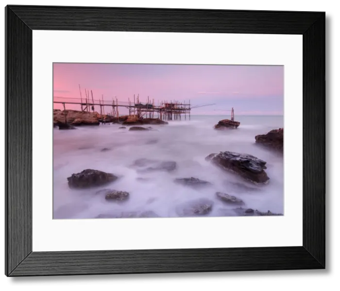 Framed Print : Europe, Italy, Abruzzo, Ortona, Chieti district. Trabocchi Coast