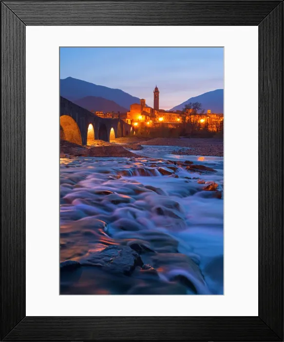 Framed Print : Europe, Italy, Emilia Romagna, Piacenza district. Bobbio at dusk Framed Print : Europe, Italy, Emilia Romagna, Piacenza district. Bobbio at dusk