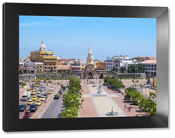 South America, Colombia, view of the old walled colonial centre of Cartagena city