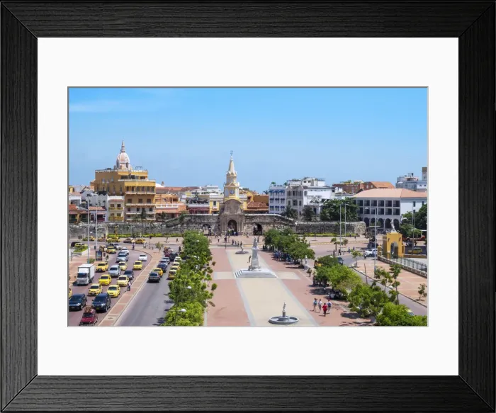 Framed Print : South America, Colombia, view of the old walled colonial centre of Cartagena city Framed Print : South America, Colombia, view of the old walled colonial centre of Cartagena city