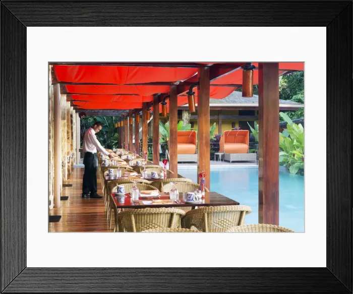 Framed Print : Central America, Costa Rica, Alajuela, La Fortuna, the breakfast area at the Nayara