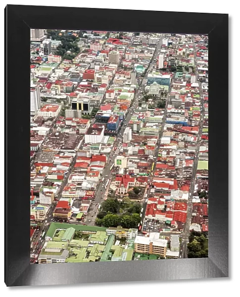 Central America, Costa Rica, aerial view of central San Jose, capital city of Costa Rica