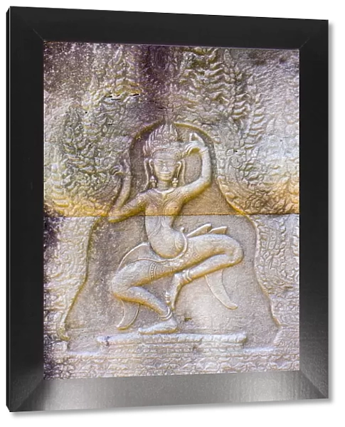 Apsara dancer, stone carvings at Banteay Kdei temple, Angkor, UNESCO World Heritage Site