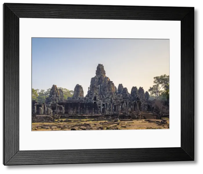 Framed Print : Prasat Bayon temple ruins at sunrise, Angkor Thom, UNESCO World Heritage Site, Siem Framed Print : Prasat Bayon temple ruins at sunrise, Angkor Thom, UNESCO World Heritage Site, Siem
