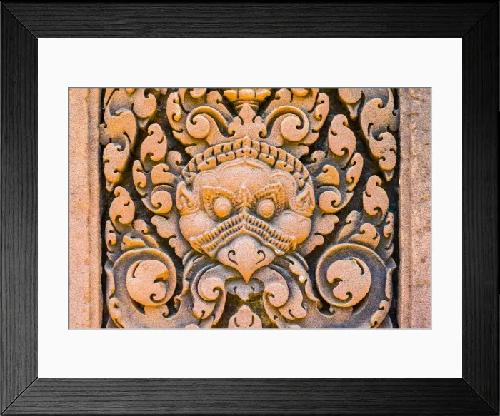 Framed Print : Stone carvings at Prasat Banteay Srei temple ruins, UNESCO World Heritage Site, Siem Framed Print : Stone carvings at Prasat Banteay Srei temple ruins, UNESCO World Heritage Site, Siem