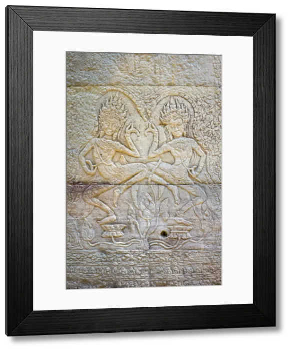 Framed Print : Apsara dancers, stone carvings at Banteay Kdei temple, Angkor, UNESCO World Heritage Site Framed Print : Apsara dancers, stone carvings at Banteay Kdei temple, Angkor, UNESCO World Heritage Site