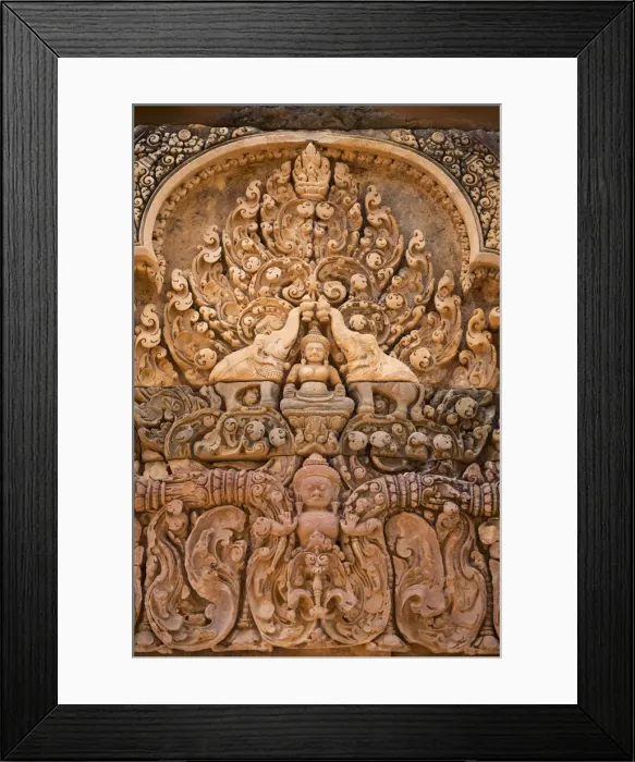 Framed Print : Asia, Cambodia, Siem Reap, Angkor, Banteay Srei Hindu temples famous for their elaborate Framed Print : Asia, Cambodia, Siem Reap, Angkor, Banteay Srei Hindu temples famous for their elaborate