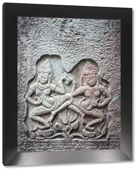 Asia, Cambodia, Siem Reap, Angkor, Angkor wat, temple carving of dancing asparas