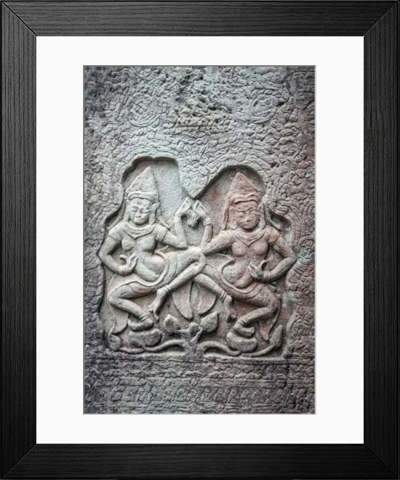 Framed Print : Asia, Cambodia, Siem Reap, Angkor, Angkor wat, temple carving of dancing asparas Framed Print : Asia, Cambodia, Siem Reap, Angkor, Angkor wat, temple carving of dancing asparas