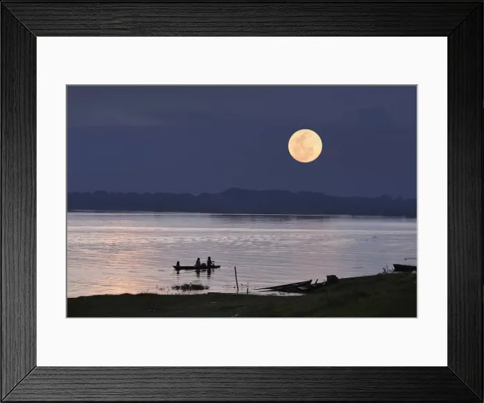 Framed Print : Full Moon over the Amazon River, near Puerto Narino, Colombia Framed Print : Full Moon over the Amazon River, near Puerto Narino, Colombia