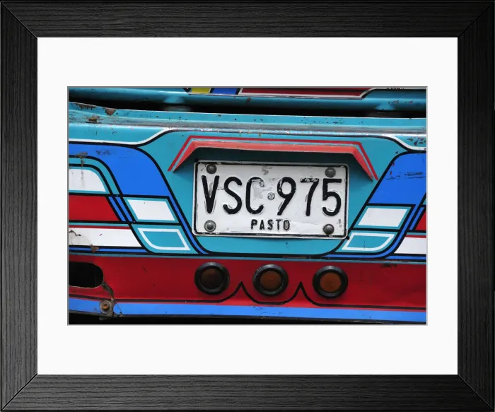 Framed Print : Colombian bus license plates, Las Lajas, Colombia, South America