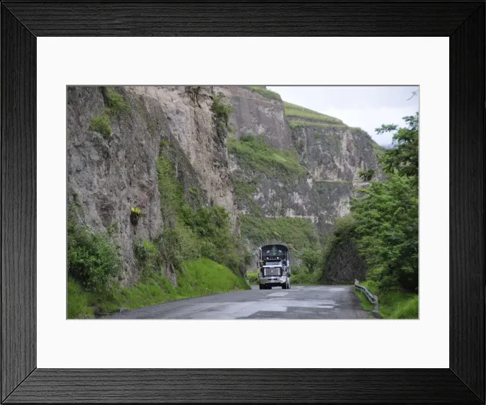 Framed Print : Truck along the highway at the Canyon north of Pasto, Colombia, South America