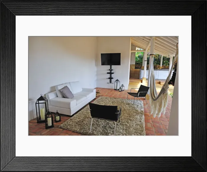 Framed Print : Sitting area at Posada La Nube, Colonial Town Barichara, Colombia, South America Framed Print : Sitting area at Posada La Nube, Colonial Town Barichara, Colombia, South America