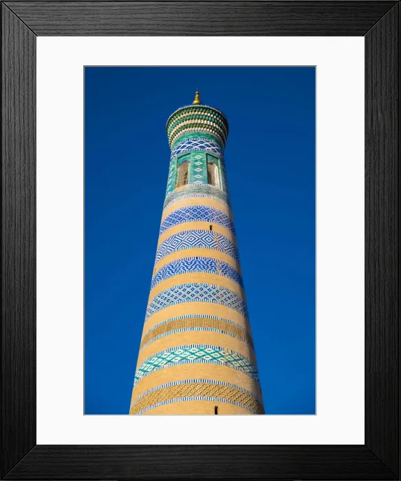 Framed Print : Khiva. Uzbekistan, Central Asia. Islam Khodja minaret Framed Print : Khiva. Uzbekistan, Central Asia. Islam Khodja minaret