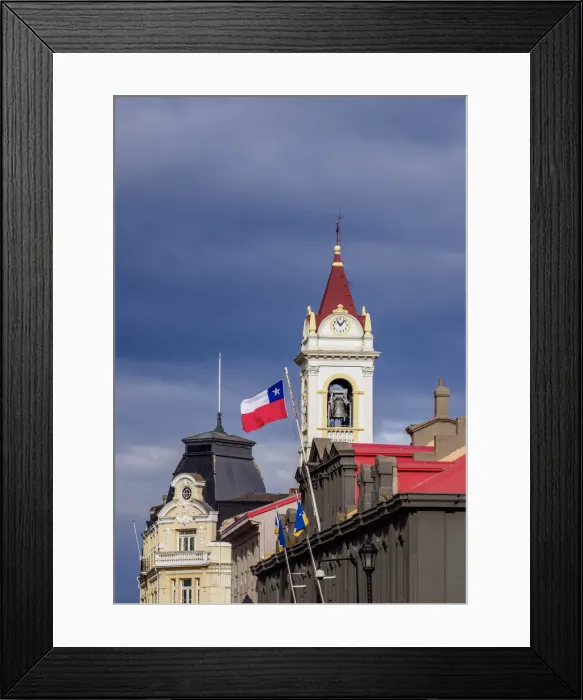 Framed Print : Local Government Office and Cathedral Tower, Punta Arenas, Magallanes Province, Patagonia Framed Print : Local Government Office and Cathedral Tower, Punta Arenas, Magallanes Province, Patagonia