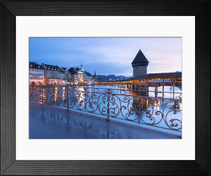 Framed Print : Europe, Switzerland, Lucerne at dusk Framed Print : Europe, Switzerland, Lucerne at dusk