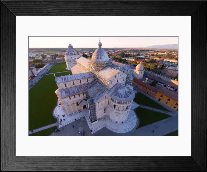 Framed Print : Europe, Italy, Tuscany, Pisa. Aerial view of the Cathedral at sunset