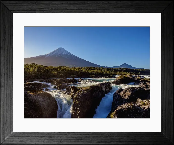 Framed Print : Petrohue Waterfalls and Osorno Volcano, Petrohue, Llanquihue Province, Los Lagos Region Framed Print : Petrohue Waterfalls and Osorno Volcano, Petrohue, Llanquihue Province, Los Lagos Region