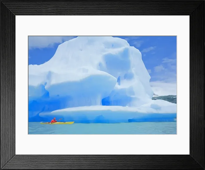 Framed Print : Kayaker near icebergs, Lago Gray (Lake Gray / Lake Grey), Torres del Paine National Park Framed Print : Kayaker near icebergs, Lago Gray (Lake Gray / Lake Grey), Torres del Paine National Park