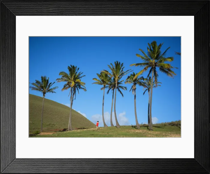 Framed Print : South America, Chile, Easter Island, Isla de Pascua, A woman exploring the island Framed Print : South America, Chile, Easter Island, Isla de Pascua, A woman exploring the island