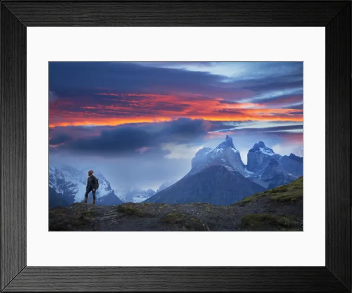 Framed Print : South America, Patagonia, Chile, Torres del Paine National Park, Cuernos del Paine
